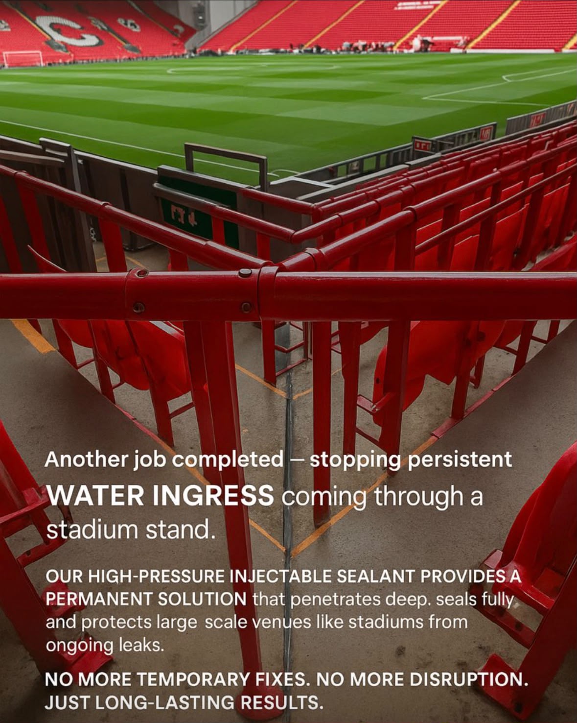 Anfield stadium stand treated by Seal Smart Waterproofing